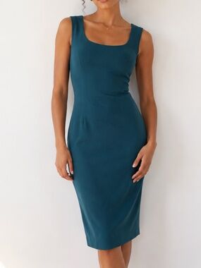 Hugo Buscati Teal Silk Sheath Dress